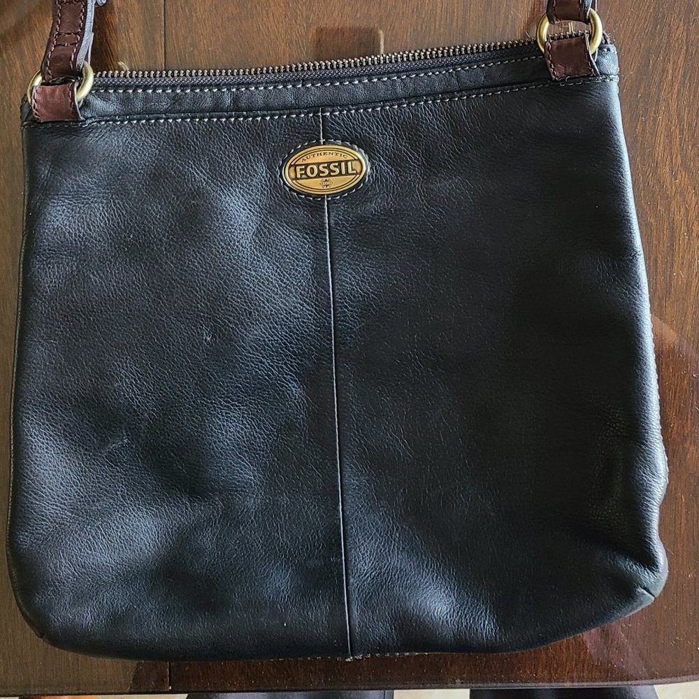 Fossil pebbled, double zipper crossbody bag